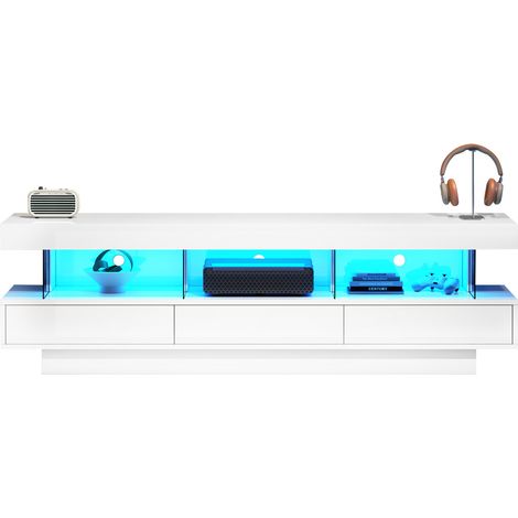CHICFURN Mobile TV 160 x 38 x 50,5 cm bianco lucido, LED e vani per TV fino a 70 pollici (1/5)