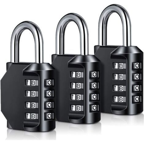 3 Pack 4-Digit Combination Padlock Weatherproof Resettable Padlock for Gym, School, Hasp, Shed, Storage, Cabinet, Toolbox (1/5)