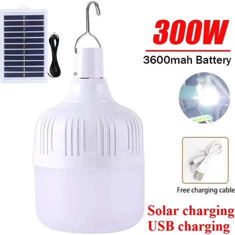 (Version améliorée C) Lampes solaires portables à LED 80-500 W, éclairage LED à économie d'énergie compatible avec le camping, les tentes, la pêche de nuit et les éclairages de secours (1/5)
