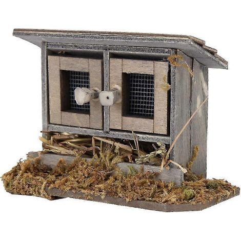 Poulailler miniature en bois à l'échelle 1/12 pour maison de poupée, avec accÚs décoratif pour le jardin. (1/5)