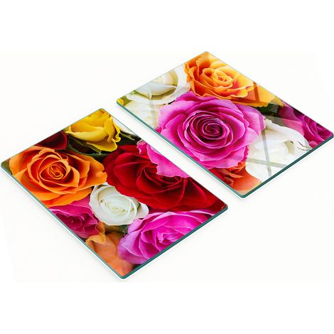 Taglieri decorativi in vetro temperato con rose colorate, 2x40x52 cm (1/5)