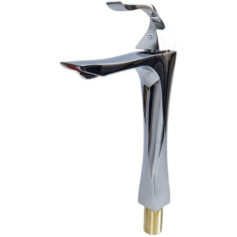 Robinet de Lavabo Haut en Alliage de Zinc avec Bec Effilé - Mitigeur Mécanique Eau Chaude/Froide pour Vasque à Poser, Design Torsadé Élégant avec Aérateur Anti-éclaboussures-