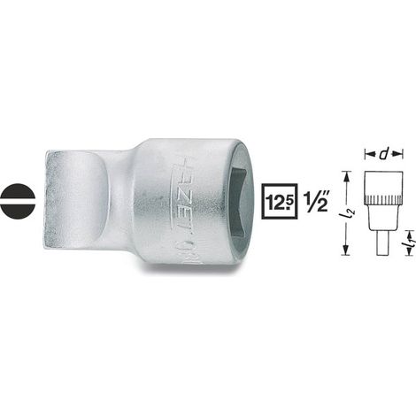 Hazet Schraubendreher-Steckschlüsseleinsatz 1/2 (12,5 mm) Vierkant hohl, Schlitz Profil, SW 2 x 13 mm
