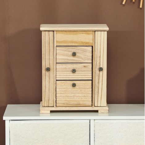Braune Schmuckbox aus Holz, 4 Ebenen, mit integriertem Spiegel OKMYHOME (1/5)