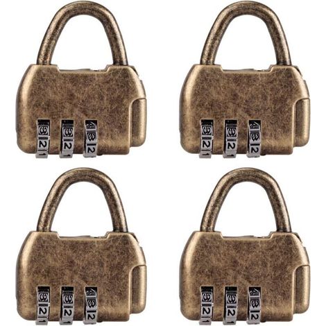 Lot de 4 mini cadenas à combinaison rétro pour journal intime, bagages, cadenas à code vintage