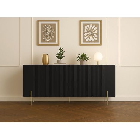 BOBOCHIC - Buffet 4 portes 200 cm MATHILDE pieds or (1/5)