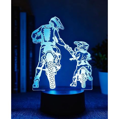 3D LED Night Light, Family Atmosphere Lamp - Moto Cross Light Parent and Child - 7 RGB Colours, Gift for Baby Room, Birthday, Christmas (1/5)