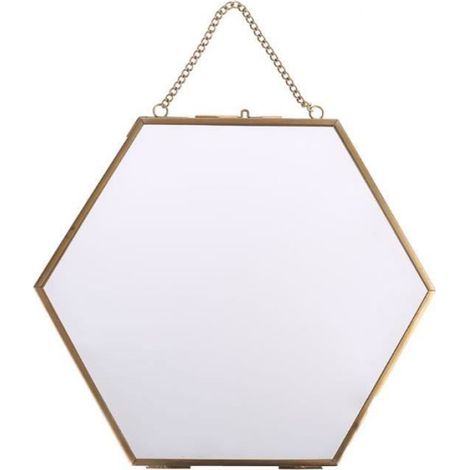 Cadre Photo Suspendu - Cadre Hexagonal Verre et Cuivre - Décoration Murale Antique - 15 x 13 cm - 1 Pièce (1/5)