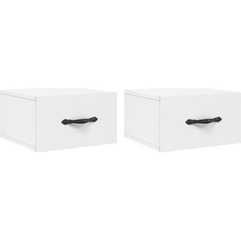 Maison Exclusive - Mesitas de noche de pared 2 uds blanco 35x35x2