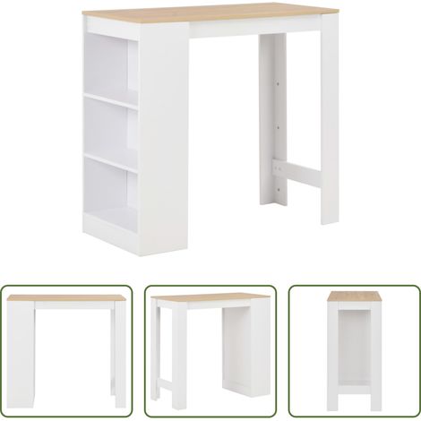 Stehtisch - Bartisch mit Regal Weiß 110x50x103 cm (1/5)