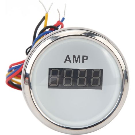 Ortviai Ampèremètre numérique 52 mm DC 9-32 V 100 A pour camping-car, bateau, yacht – cadran blanc et lunette argentée