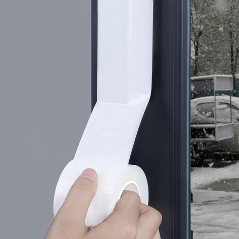 Blanche Bande d'étanchéité pour fenêtres et portes, 5 cm x 20 m, idéale pour l'hiver. Isolation thermique et étanchéité pour fenêtres et portes, compatible avec les climatiseurs. Se retire facilement 