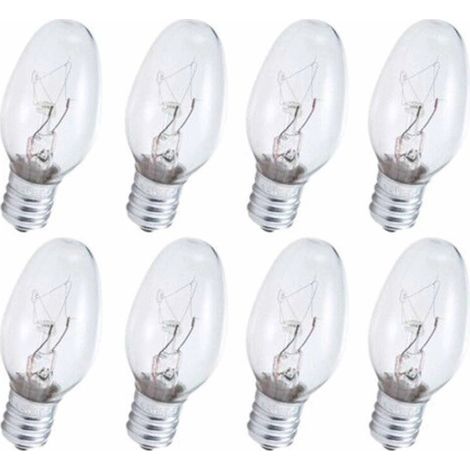 8 ampoules veilleuses transparentes 7 watts, culot candélabre, 120 V (1/5)