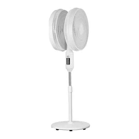 DCG Ventilador de Pie Doble 40W Blanco 40cm 12 Velocidades con Temporizador y Mando a Distancia