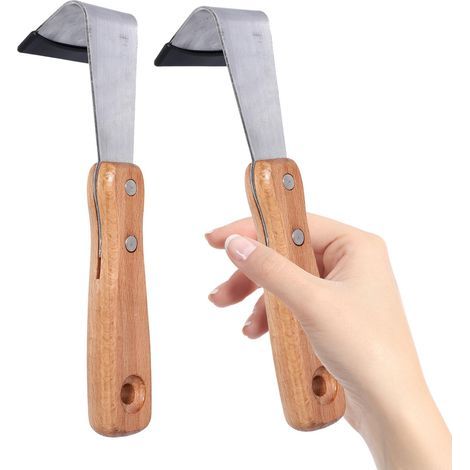 Couteaux pour Arbres Fruitiers 2pcs en Bois et Acier, Grattoirs Manuels sans Bavures, Outil Professionnel pour Gratter L'écorce sans Abîmer la Peau (1/4)