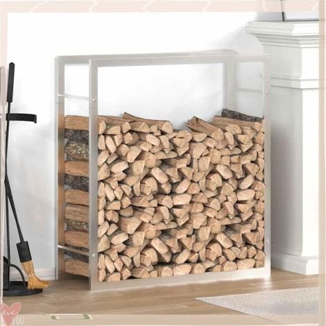 357862 Portant de bois de chauffage 80x28x86 cm acier inoxydable (1/5)