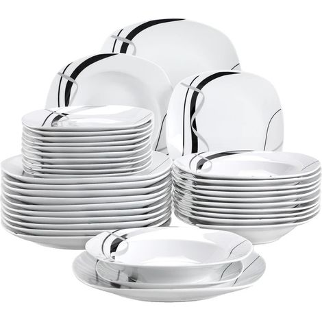 Juego de vajilla de porcelana de 36 piezas, diseño moderno. (1/2)