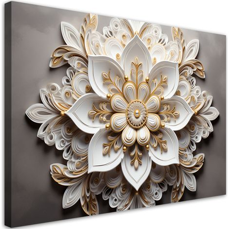 Tableau sur toile AI pour mur - Fleur blanche 3d 100x70 (1/5)