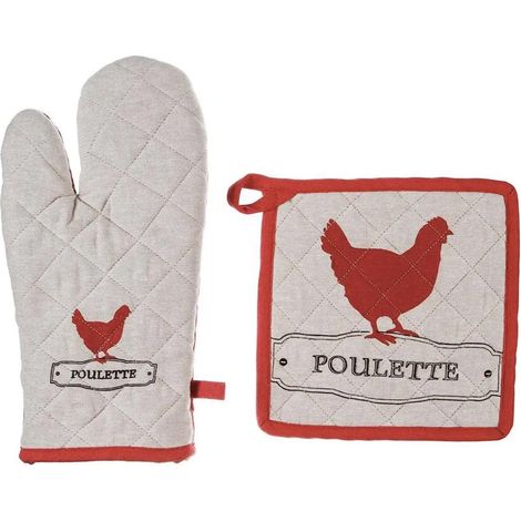 Gant et manique de cuisine Poule
