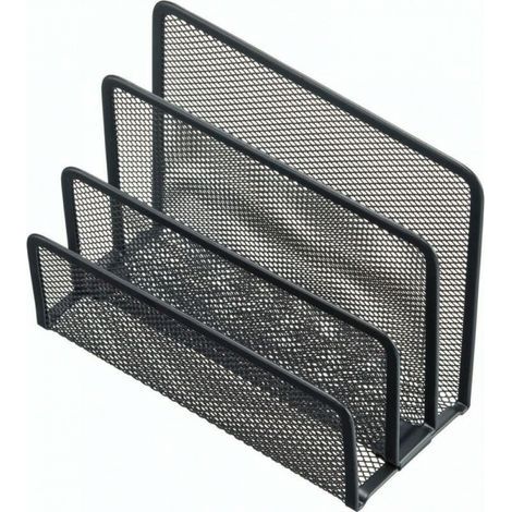 Black metal desk file organizer/collector's catalog with 3 compartments (1/5)