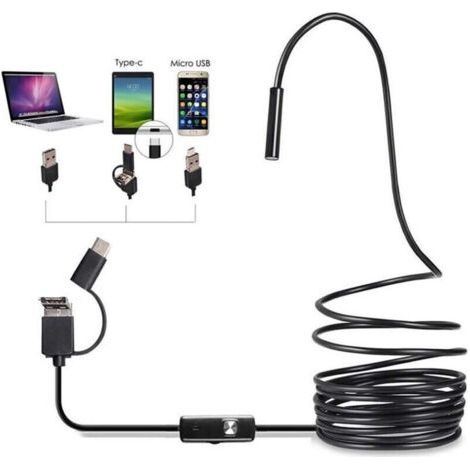 Endoscope Camera with Light, 1080P HD Snake, Inspection Camera for 10m Semi-Rigid Cable, 7.0mm Type C Endoscope and 6 LED, USB Endoscope Camera for Android Phone, Tablets