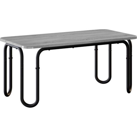 Table Basse Salon Rectangulaire Bois d'Ingénierie et Acier Sonoma Gris 79,5 x 40 x 36 cm (1/5)