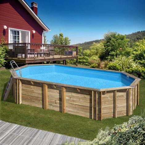 Piscine bois Orange 7,55 x 4,56 x 1,46 m - Gré (1/5)
