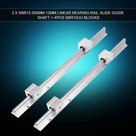 2 Pièces Rail Linéaire SBR12-500mm avec 4 Blocs Coulissants SBR12UU pour Guidage Précision