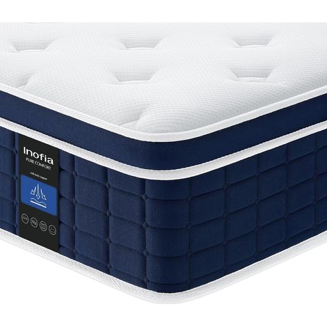 Hybrid Pro Mattress 140 x 190 cm H2 Firm Mattress with Breathable Memory Foam and Independent Bagged Springs, 7 Ergonomic Zones, Extra Comfort for Adults and Children (1/5)