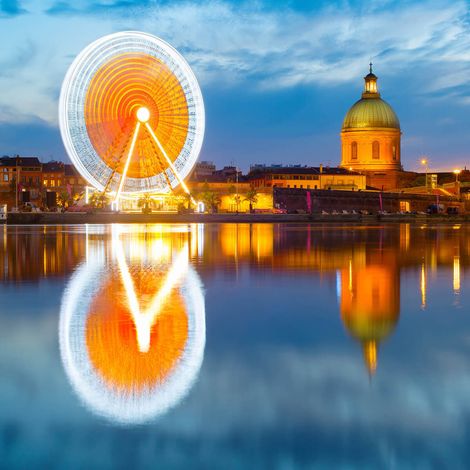 Tableau sur toile grande roue de Toulouse 45x45 cm - Impression sur Toile Murale Décorative - Image imprimée en HD sur Toile - Toile sur Châssis en Bois FSC - Fabriqué en France (1/4)