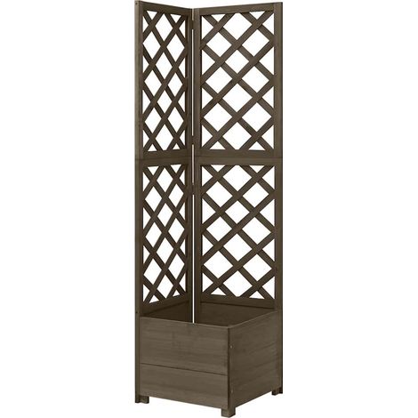Jardinières d'angle de jardin - Balconnière à fleurs en treillis Gris 40x40x150 cm Bois de sapin BV766068 - BonneVie (1/5)