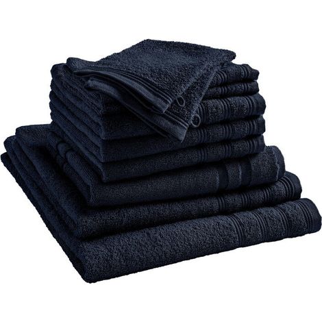 Pack complet 10 pièces "Spa" salle de bain / 400 gr/m² - Couleur: "Spa" Bleu Nuit (1/3)