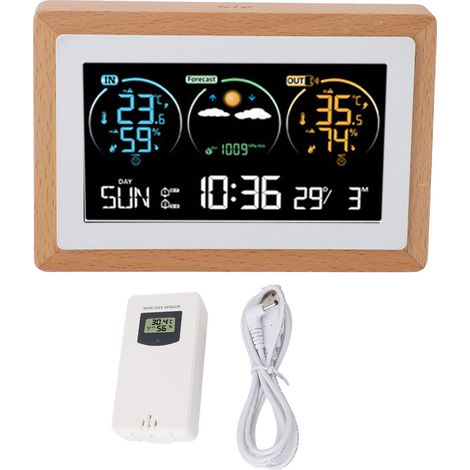 Horloge météo sans fil, écran couleur, prévision de la température et de l'humidité, numérique Intelligent pour la maison, intérieur et extérieur
