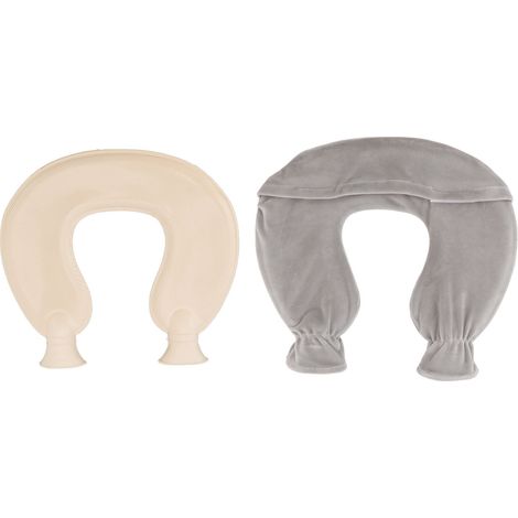Bouillotte en forme de U 1L, coussin chauffant pour cou et épaules en hiver, avec housse douce et pelucheuse grise (1/5)