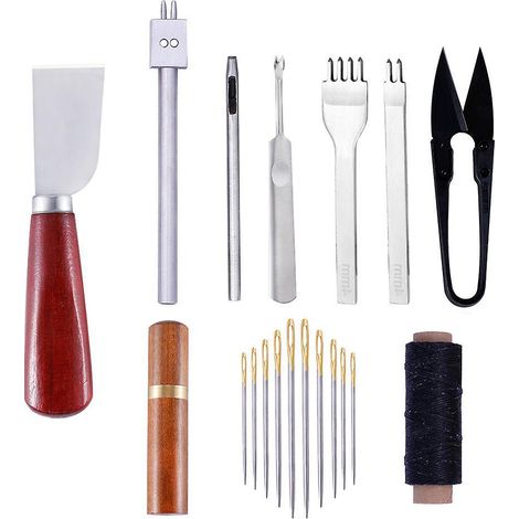 cuir Outils Kit Dequantit Voir Le Graphique Rparation  La Main Artisanat Cuir Fil Cir 8 Couleur Avec Aiguilles  Coudre Ciseaux Ruban  Mesurer Pour (1/5)