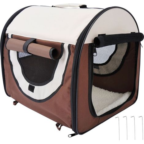 Hunde- und Katzentransporttasche, faltbare Transportbox fürs Auto, hoher Komfort, atmungsaktiv mit herausnehmbarem Kissen, 46 x 36 x 41 cm (1/5)