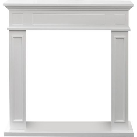 Cornice per camino rivestimento in legno L89,5xH90,5xP28 Jefferson Bianco