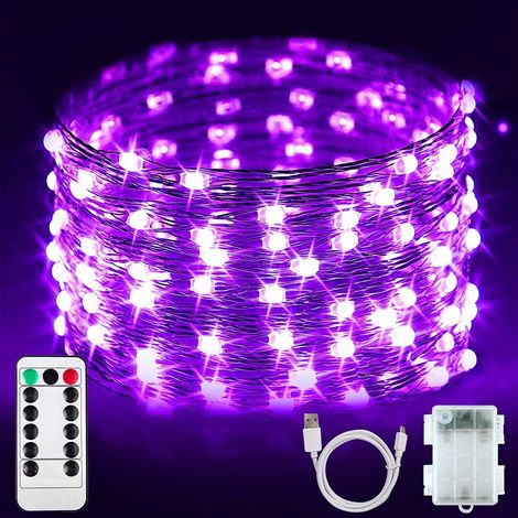Guirlande lumineuse à 50 LED UV,Batterie extérieure,5 m,Lumière UV LED,Guirlande lumineuse USB,Décoration d'intérieur,Guirlande lumineuse UV violette,Pour Halloween, Noël et jardin (1/5)