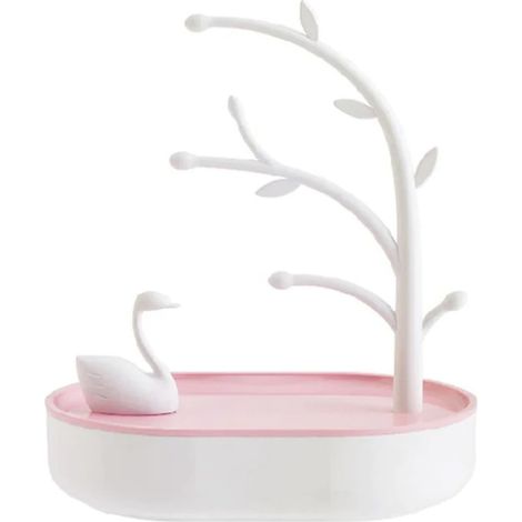 Support Bijoux Forme De Cisne - Support Pour Bracelets Anneaux Et Colliers - Organiseur De Bijoux Pour Table De Chevet Ou Salle De Bain - 1 Pièce (1/5)