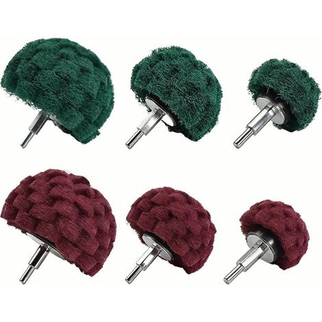 6 Pcs Tête de Ponçage pour Brossage, Tête de Polissage en Tampon de Récurage avec Tige de 1/4", Brosse Polissage Perceuse 100/75/50mm, Forets de Ponçage à Polir, pour Meuleuse Polir Métal Bois (1/5)