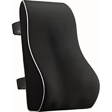 Coussin Lombaire Ergonomique en Mousse à Mémoire de Forme – Soutien Confortable pour Chaise de Bureau et Voiture, Noir (1/4)