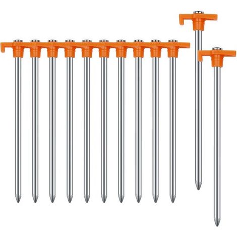 12 estacas tienda campaña, Estacas acero acampada Estacas acero Estacas corrosión, Adecuadas asegurar tiendas campaña instalar toldos Naranja (1/5)
