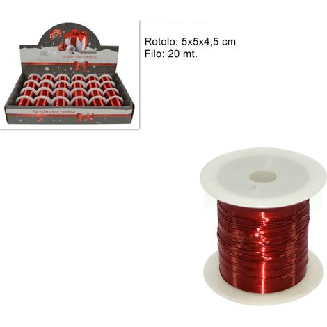 NASTRO DECORATIVO METALLICO 20 MT ROSSO DECORAZIONE NATALIZIA