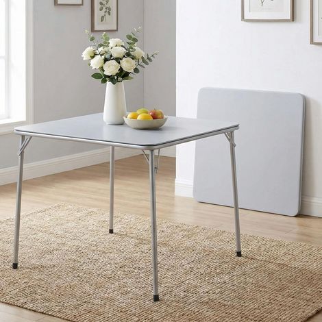 FurnitureR FERN Folding Picnic Table 86cm Square Portable Dining Table for Camping BBQ Garden Indoor Outdoor, Grey