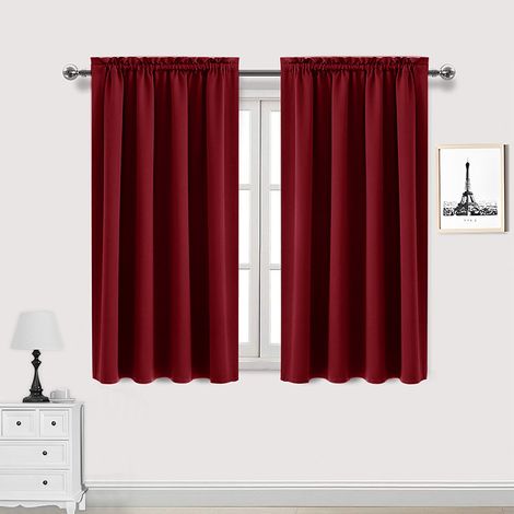 Lot de 2 Rideau Passe Tringle Tenture Opaque Décoration de Petite Fenêtre Chambre Placard/Porte/Cuisine, L96 x H137cm, Beige (1/4)