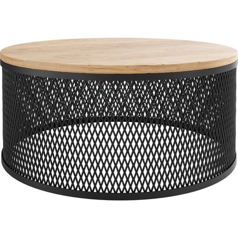 Mesa de centro Oswego 127, Roble dorado artesanal, 28x0x0cm, Diámetro: 58, Aglomerado laminado, Redonda