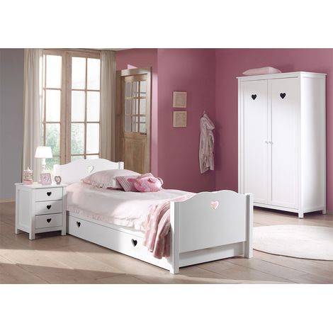 MILADY - Chambre 90x200cm + Chevet + Armoire 2 Portes (1/5)