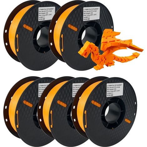 Filamento per stampante 3D, diametro 1,75 mm, finitura lucida, 5 kg, arancione (1/2)