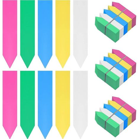 Multicolor Plastic Garden Labels (500 Pack) - 10 x 2cm - 5 Color Waterproof Garden Sign/Garden Label for Nursery, Seeds, Plants and Herbs, MUMU (1/4)