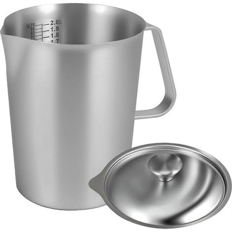 2L 304 acier inoxydable verre doseur avec lid et marking lait pitcher pour restaurants pour cuisson cuisine café (1/5)